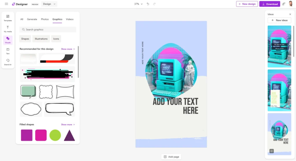 Microsoft designer visuali